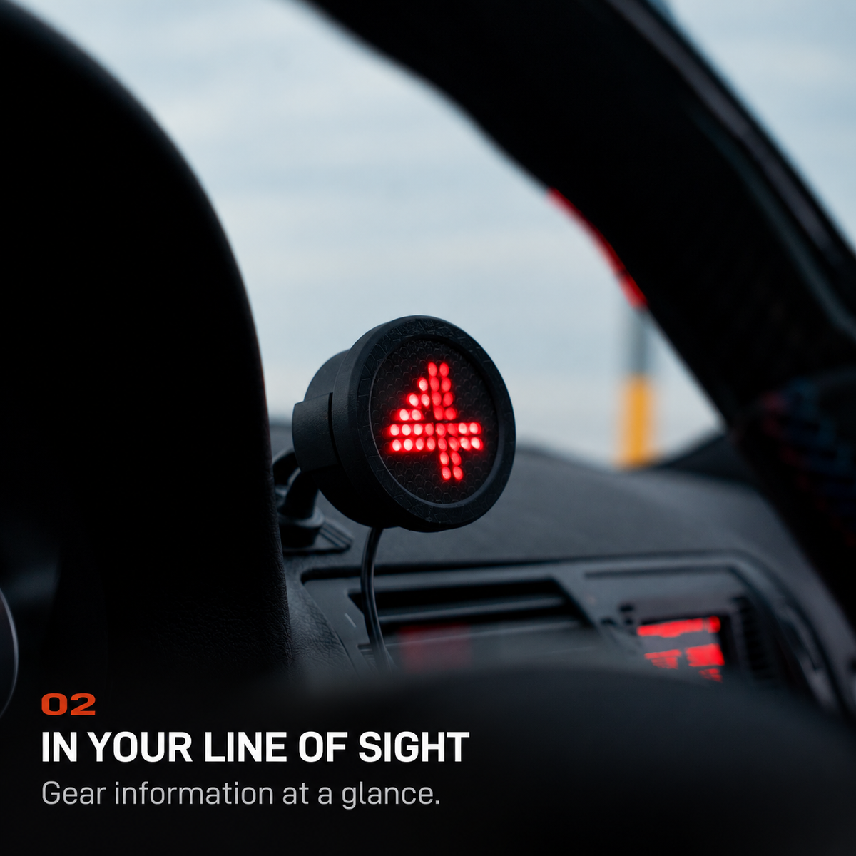Rendition ShiftView™ Universal Digital Gear Display - IN YOUR LINE OF SIGHT: Gear information at a glance.