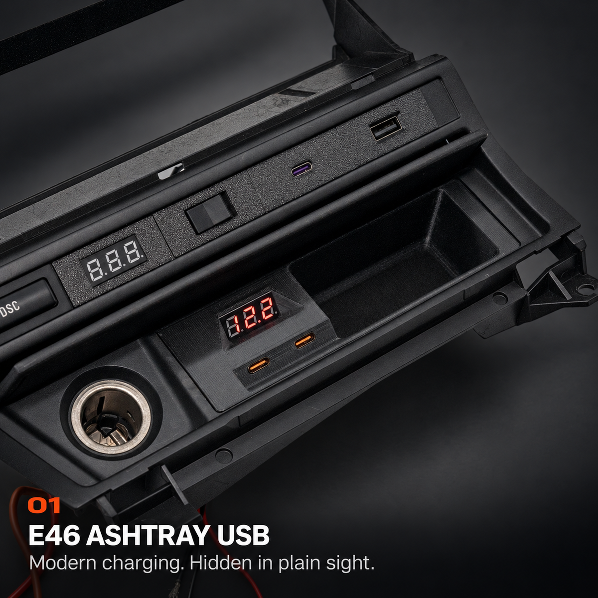 BMW E46 Ashtray USB Charger & Storage V3 product detail