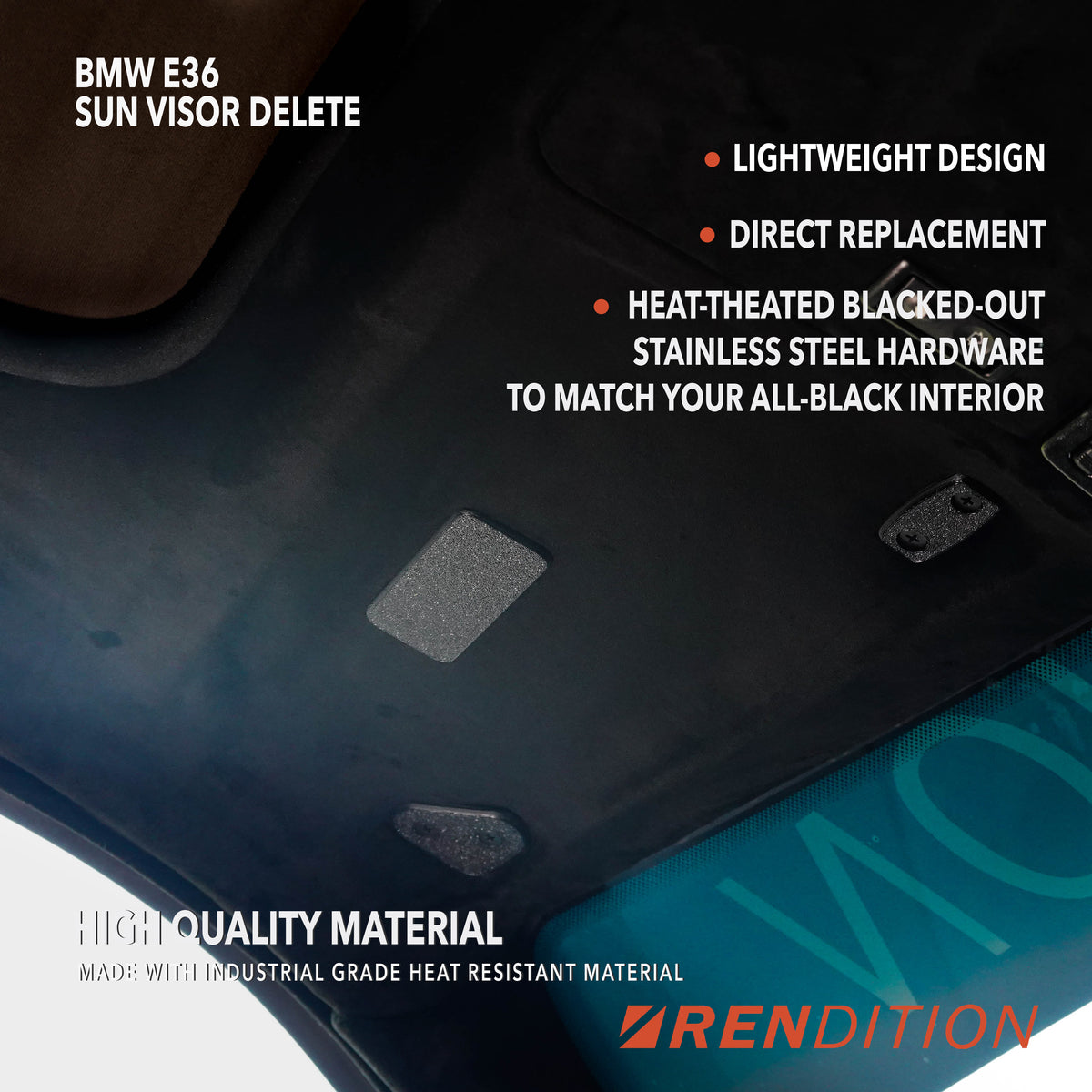 BMW E36 Upper Interior Delete Kit | Sun Visor, Vanity Light & Handle Removal