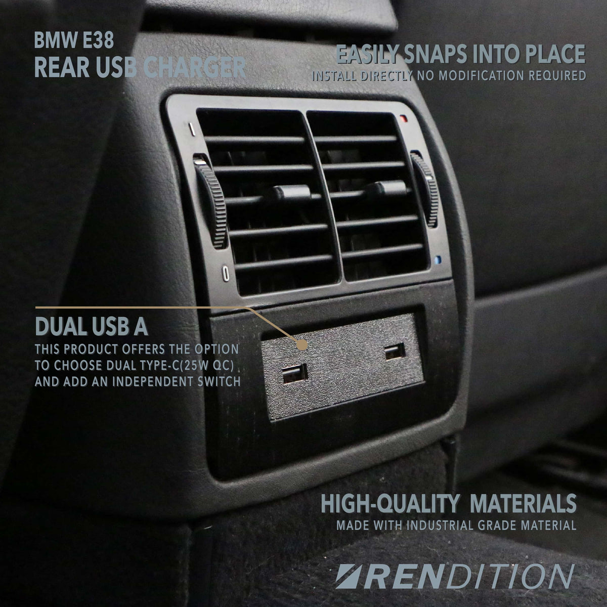 BMW E38 後座 USB 充電器