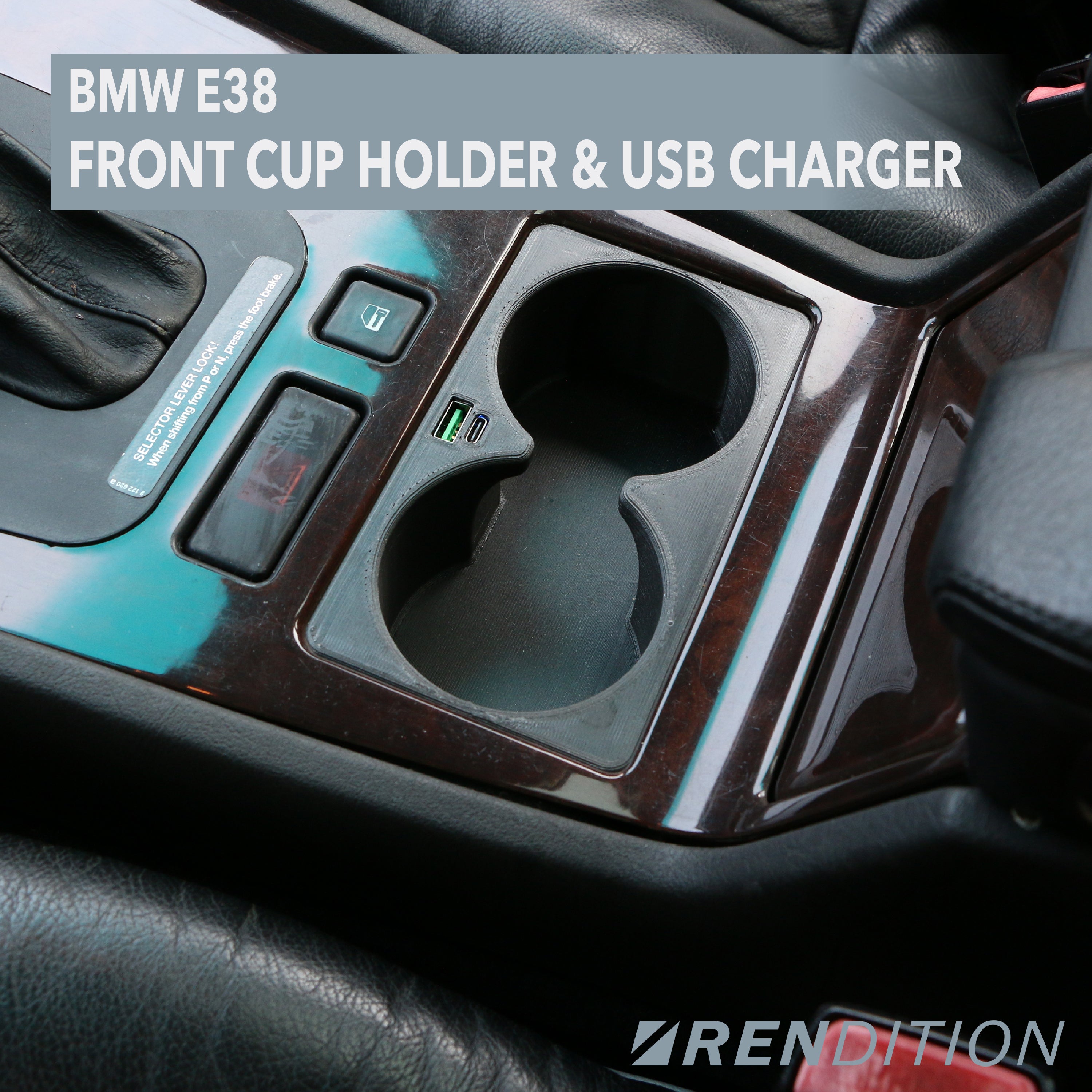 BMW E38 前排杯架和 USB 充電器