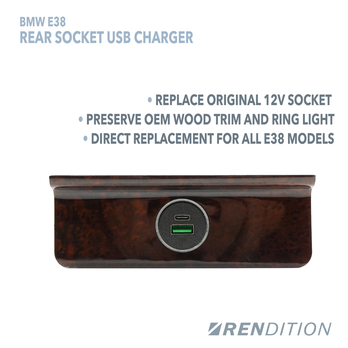 BMW E38 後排 USB 充電器接口
