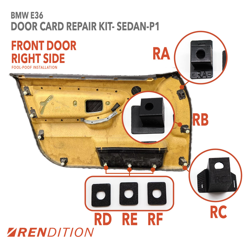BMW E36 Door Card Tab Repair Kit for Coupe, Sedan, Touring, and Convertible
