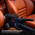 E36 REVERSED CUP HOLDER. Drinks behind. Storage up front.