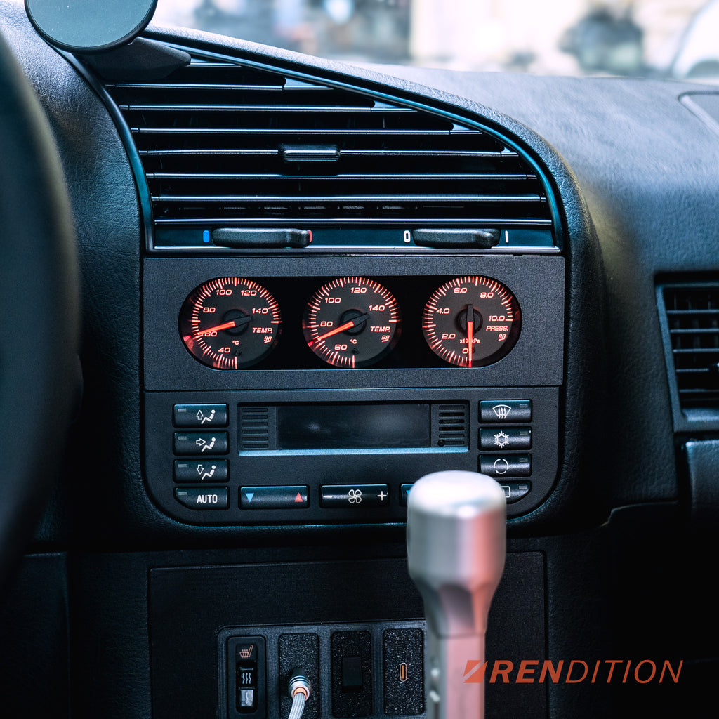BMW E36 radio location triple gauge kit