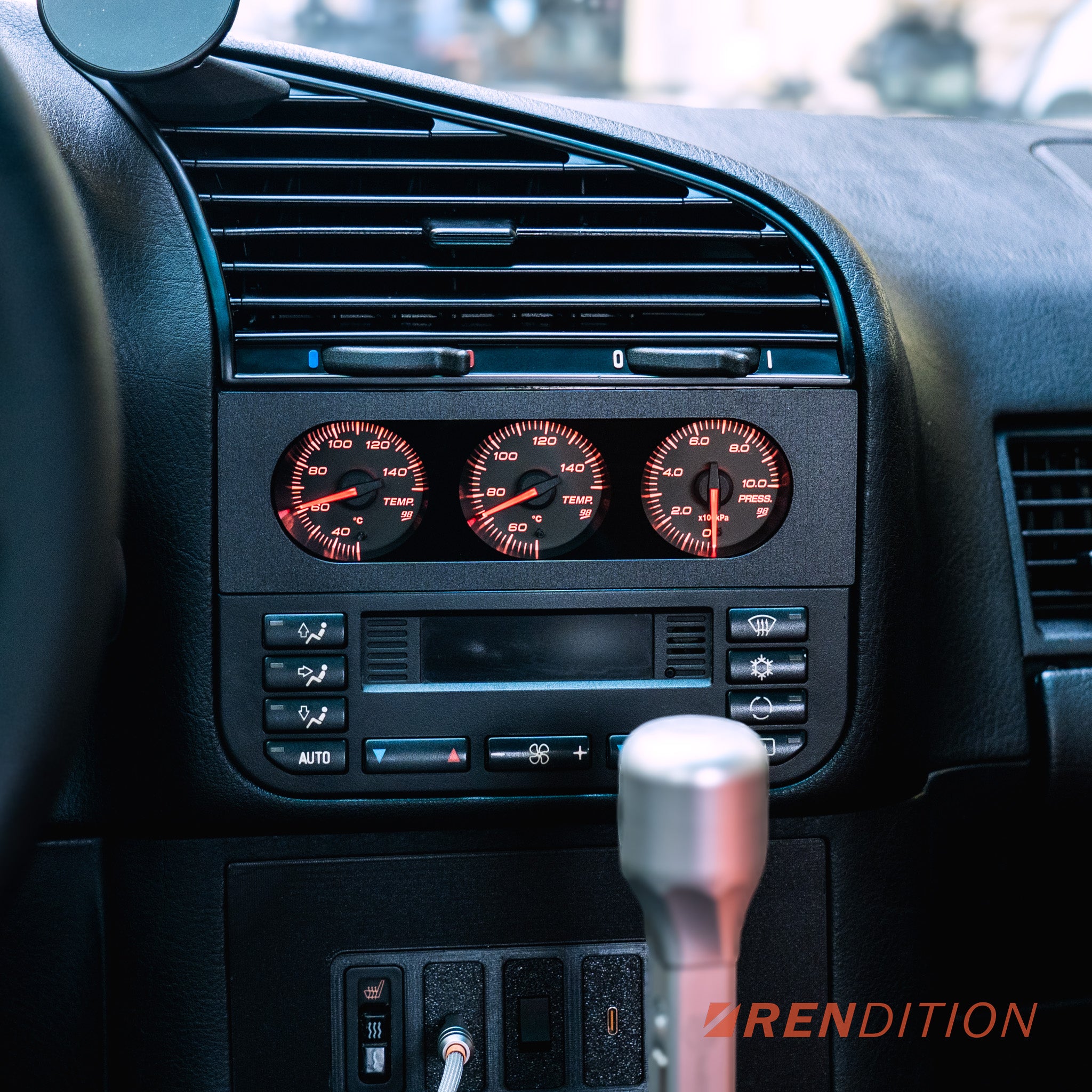 BMW E36 radio location triple gauge kit