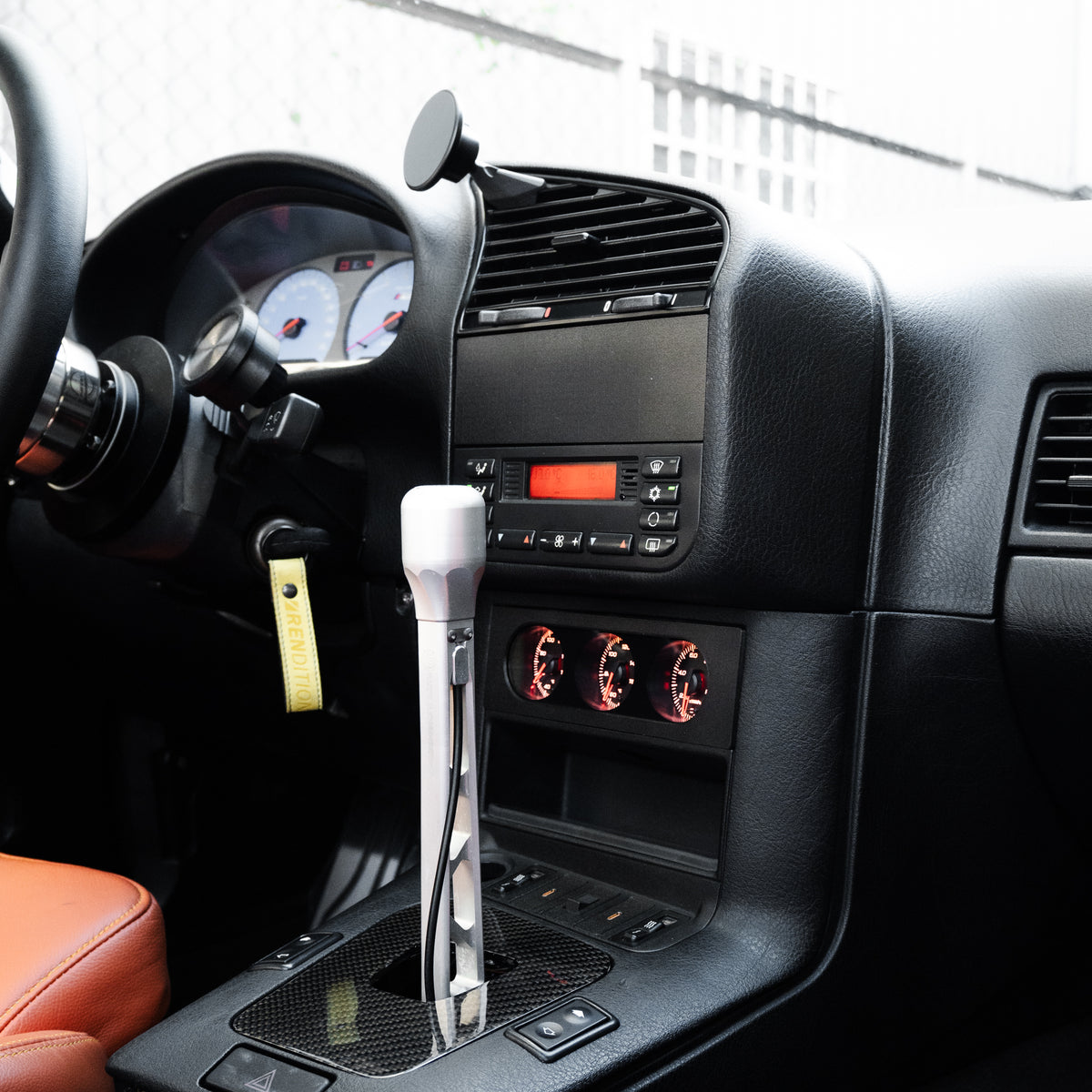BMW E36 OBC lower console triple gauge kit installed