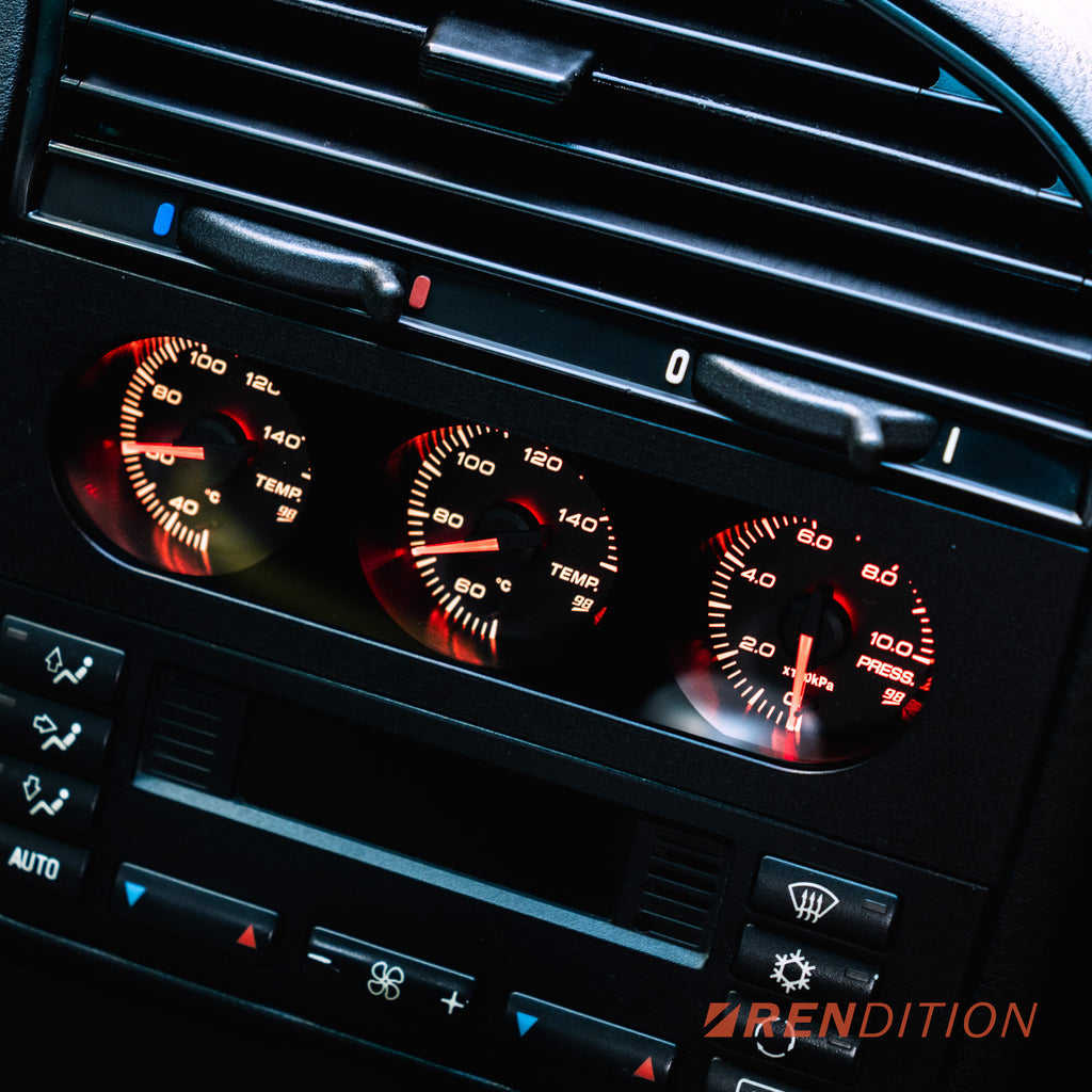 BMW E36 radio location triple gauge kit