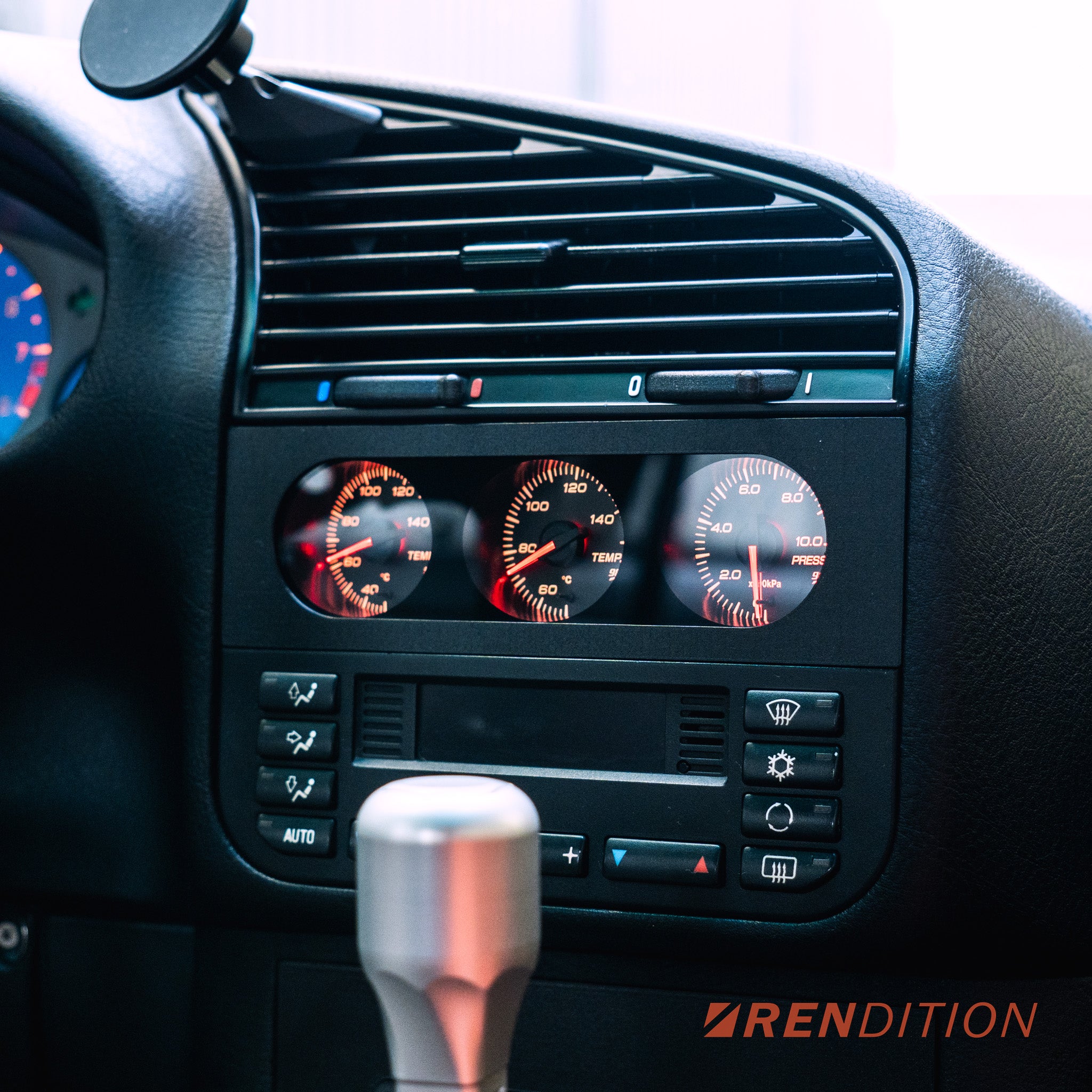 BMW E36 radio location triple gauge kit