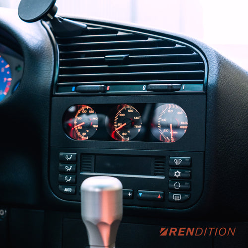 BMW E36 radio location triple gauge kit