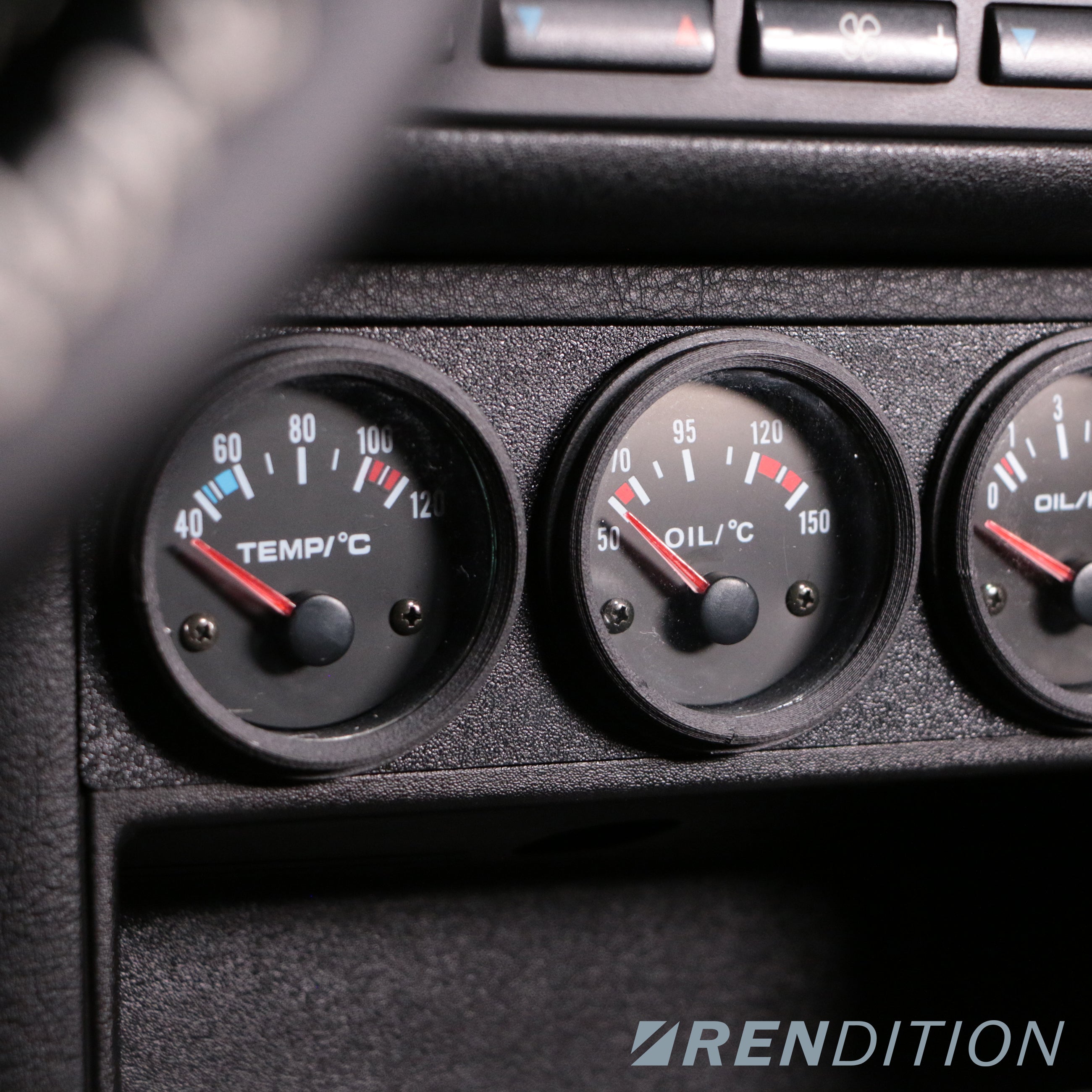 BMW E36 triple gauge bracket for 52mm gauge installation in center console