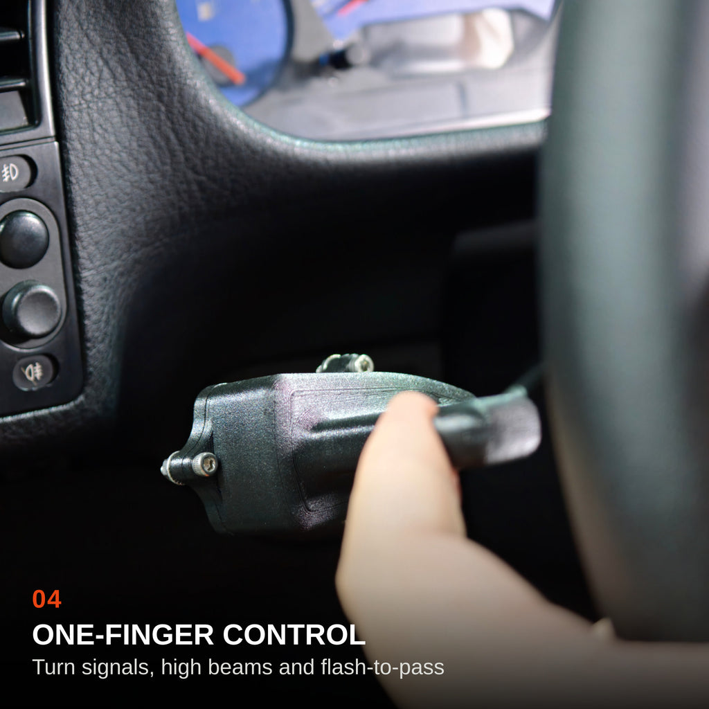 Finger operation of the BMW E36 turn signal stalk extension