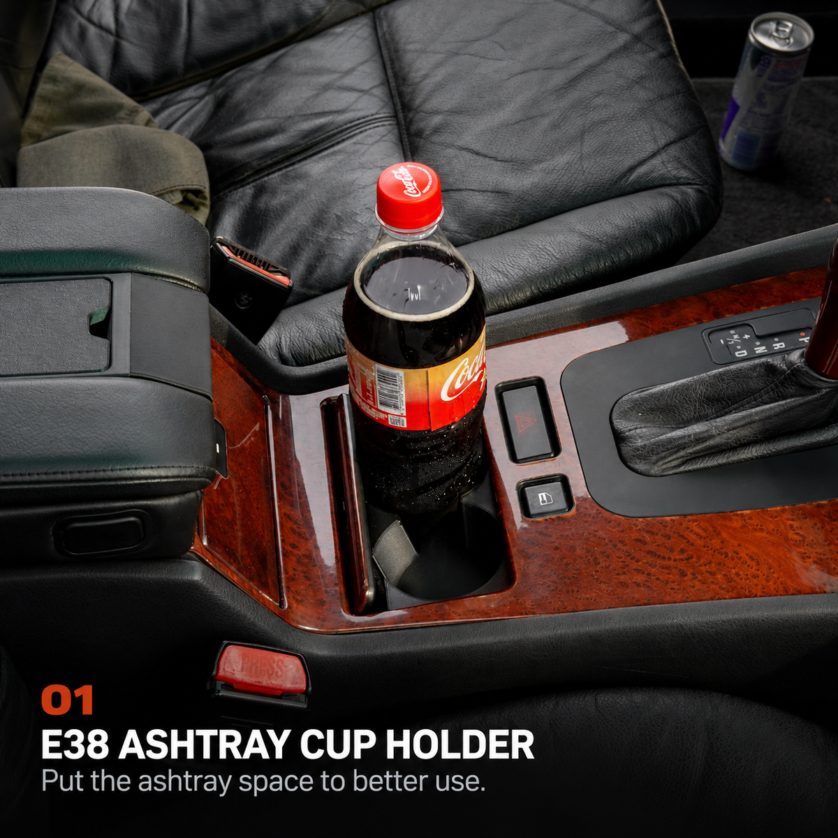 E38 ASHTRAY CUP HOLDER. Put the ashtray space to better use.