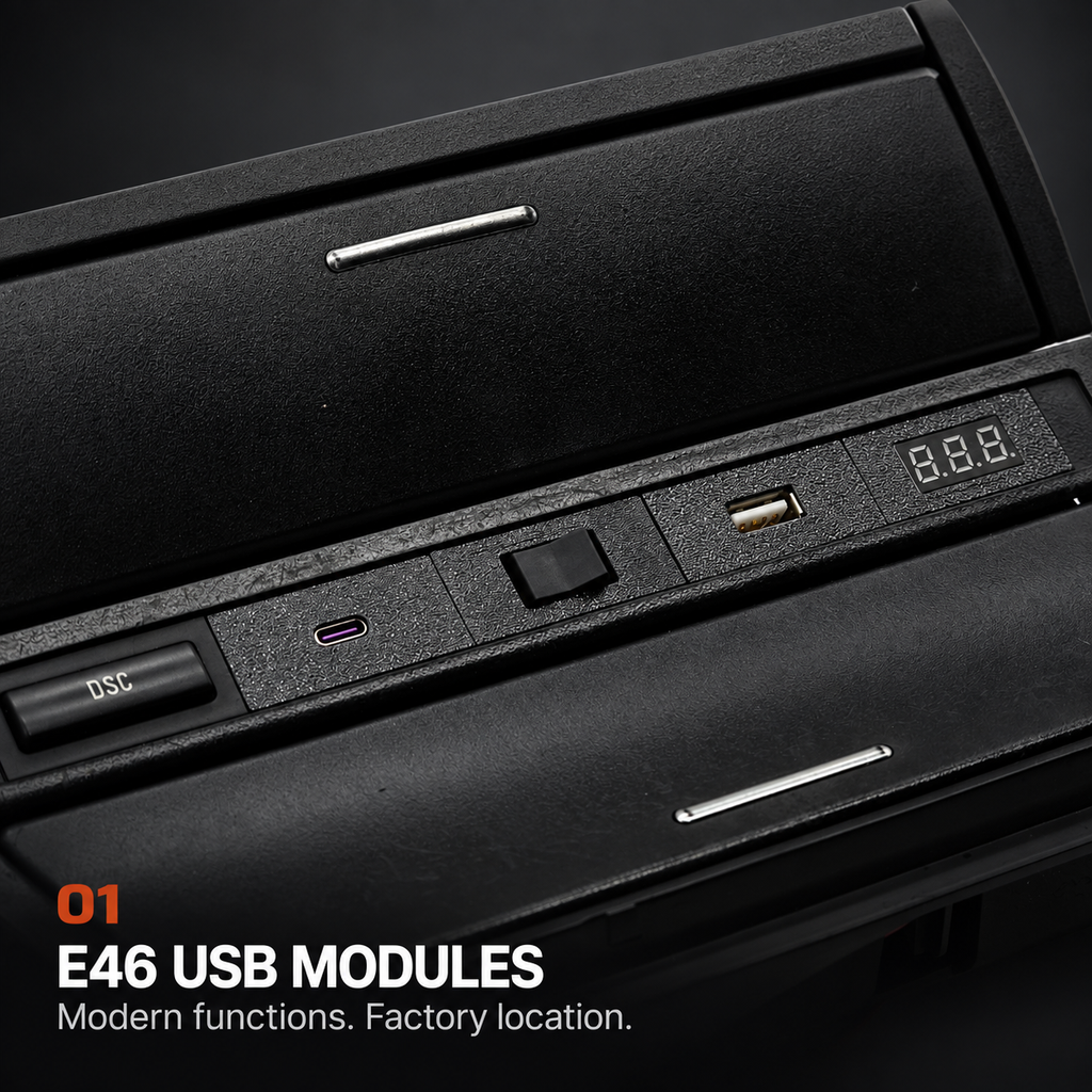 E46 USB MODULES. Modern functions. Factory location.