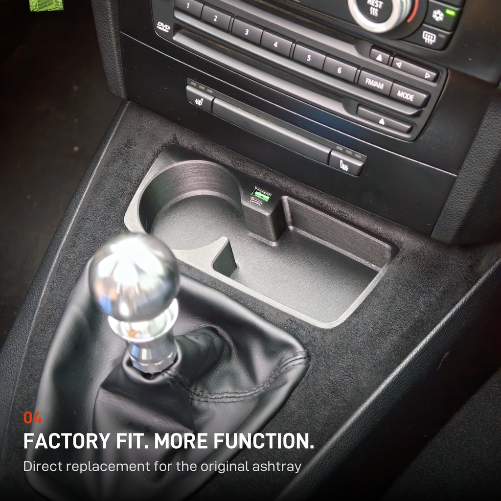 FACTORY FIT. MORE FUNCTION. Direct replacement for the original ashtray. Rendition 04.