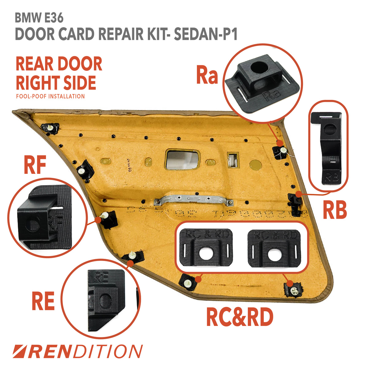 BMW E36 Door Card Tab Repair Kit for Coupe, Sedan, Touring, and Convertible

