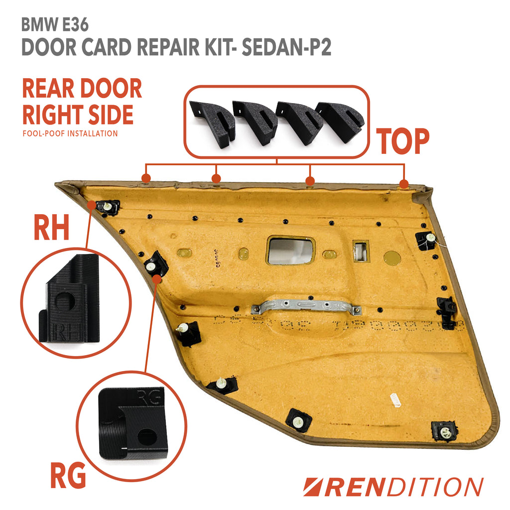BMW E36 Door Card Tab Repair Kit for Coupe, Sedan, Touring, and Convertible
