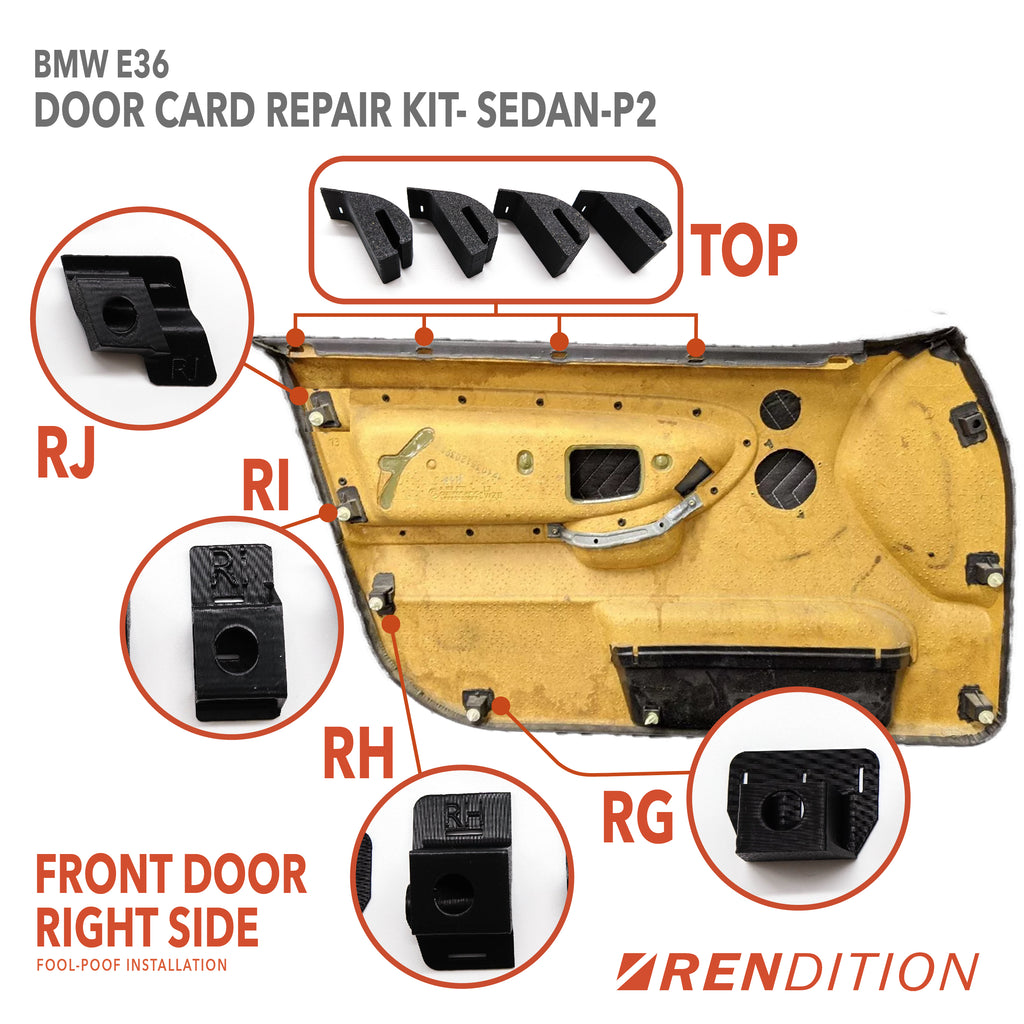 BMW E36 Door Card Tab Repair Kit for Coupe, Sedan, Touring, and Convertible
