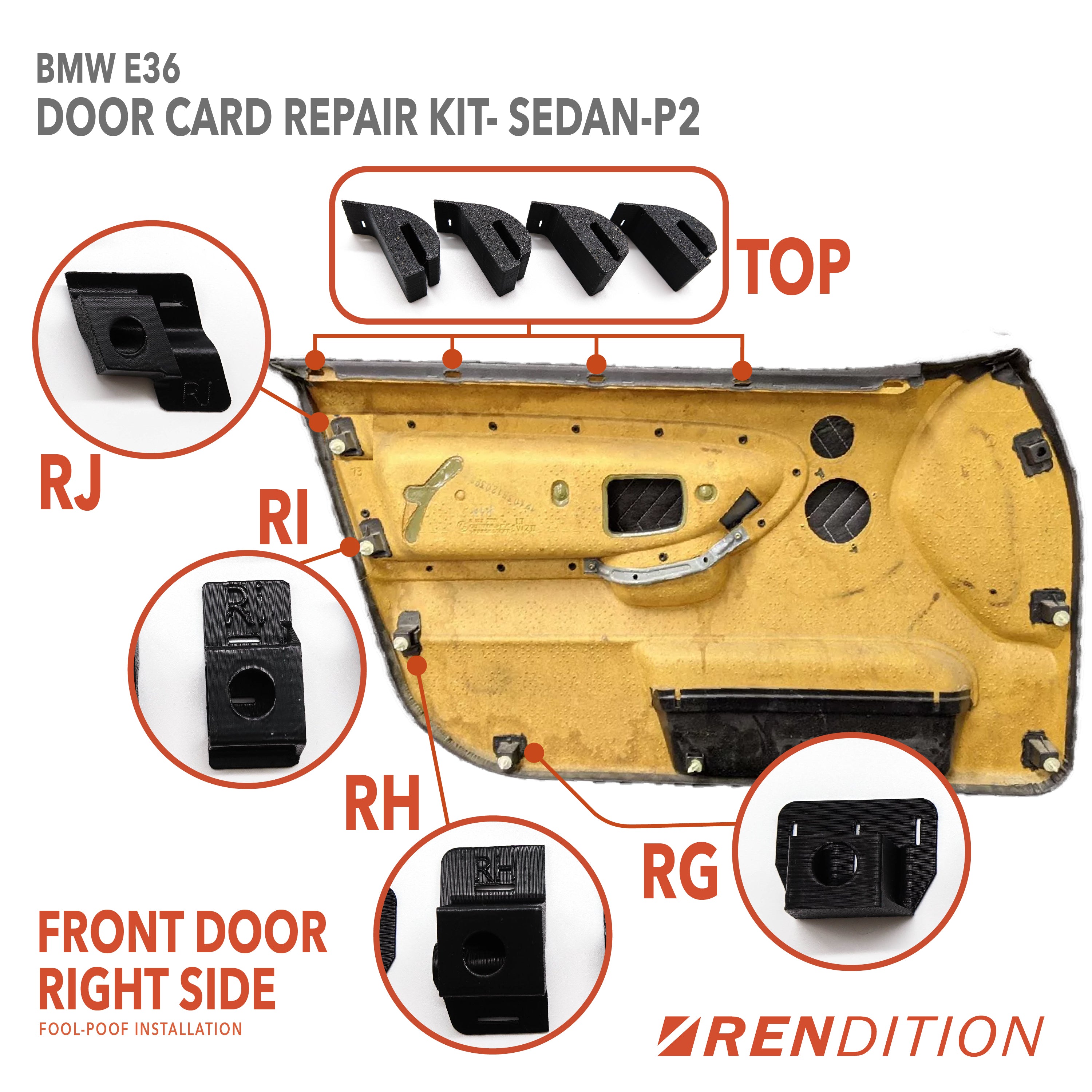 BMW E36 Door Card Tab Repair Kit for Coupe, Sedan, Touring, and Convertible
