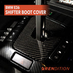 BMW E36 short shifter boot cover installed with short shifter
