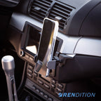 lose-up of Rendition phone mount on E46 interior